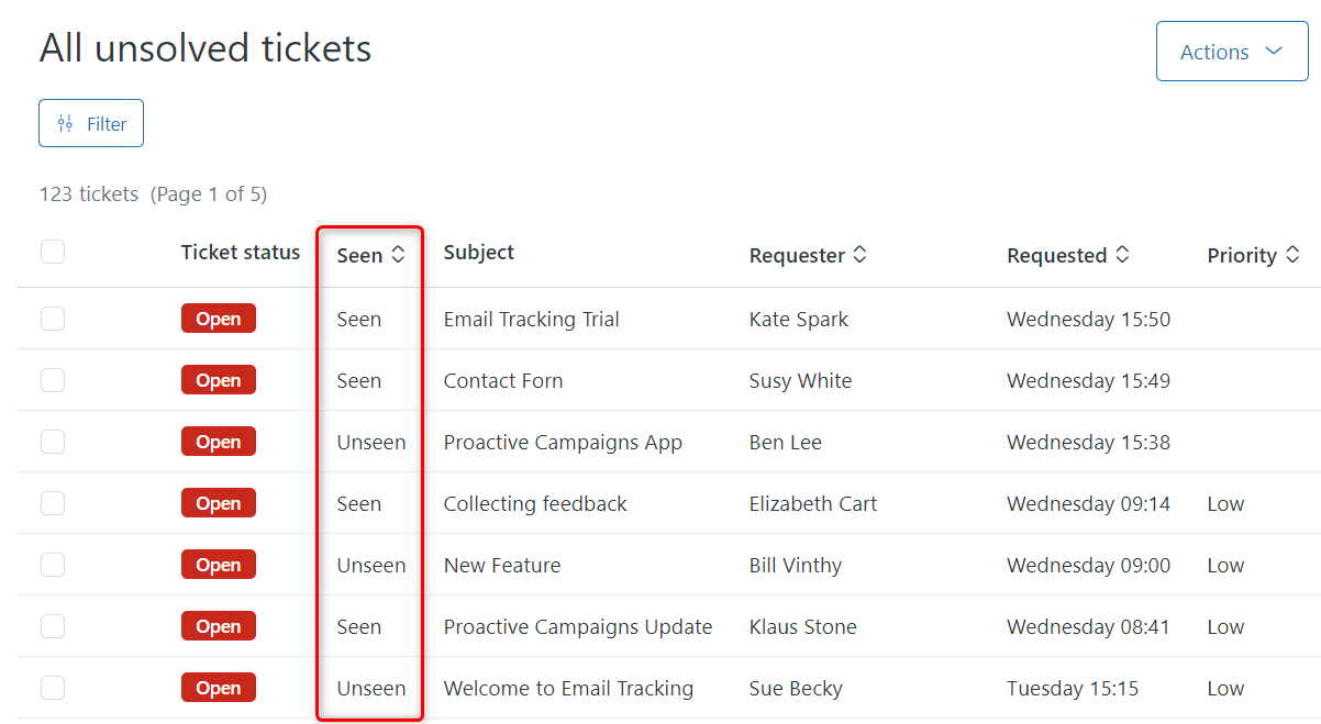 screenshot of Email Tracking for Zendesk